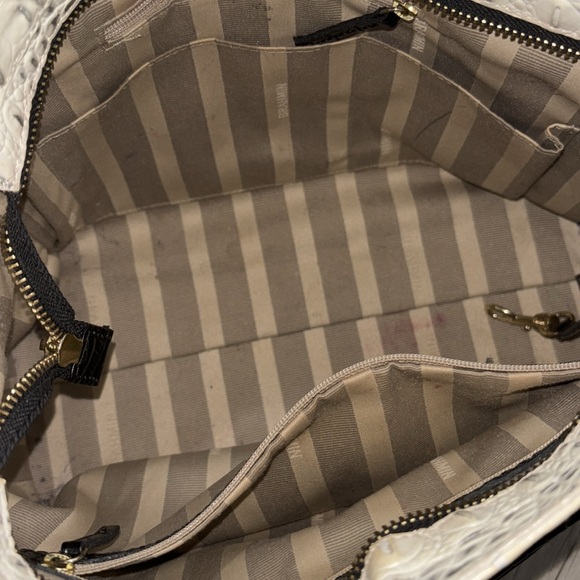 Brahmin White and Brown Croc-Embossed Satchel - Picture 13 of 15